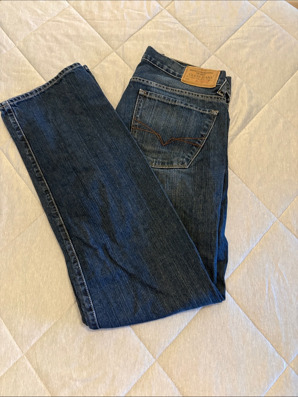 Guess Blue Denim Rebel Straight Leg Jeans